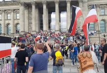 Němečtí odpůrci covid opatření pronikli před Říšský sněm